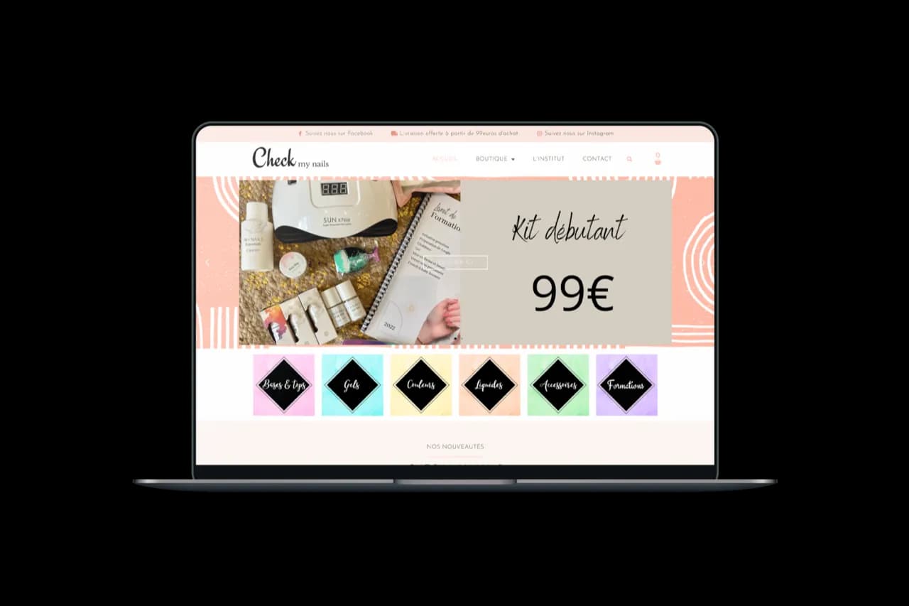 Création boutique en ligne et site vitrine pour prothésiste ongulaire