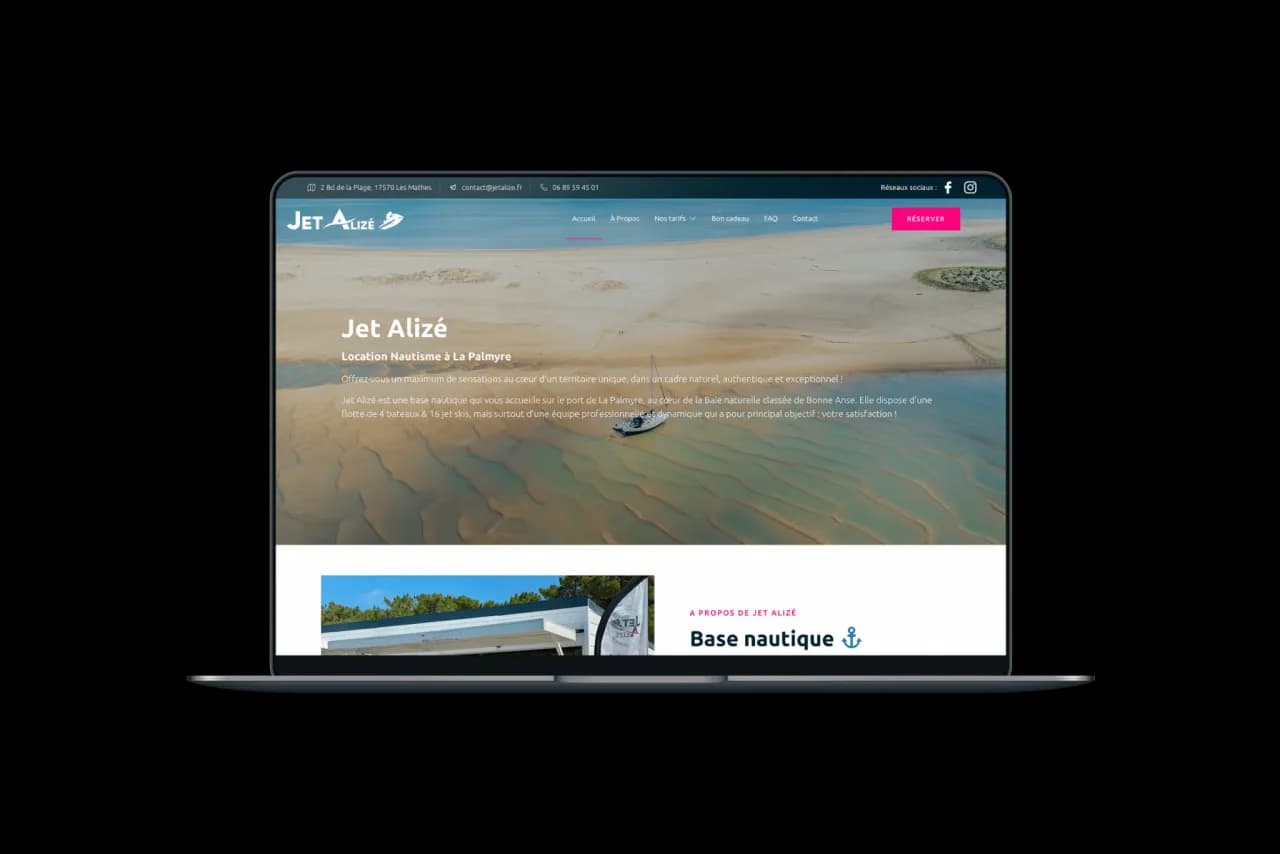 Création site internet vitrine pour entreprise de location de jet ski à La Palmyre