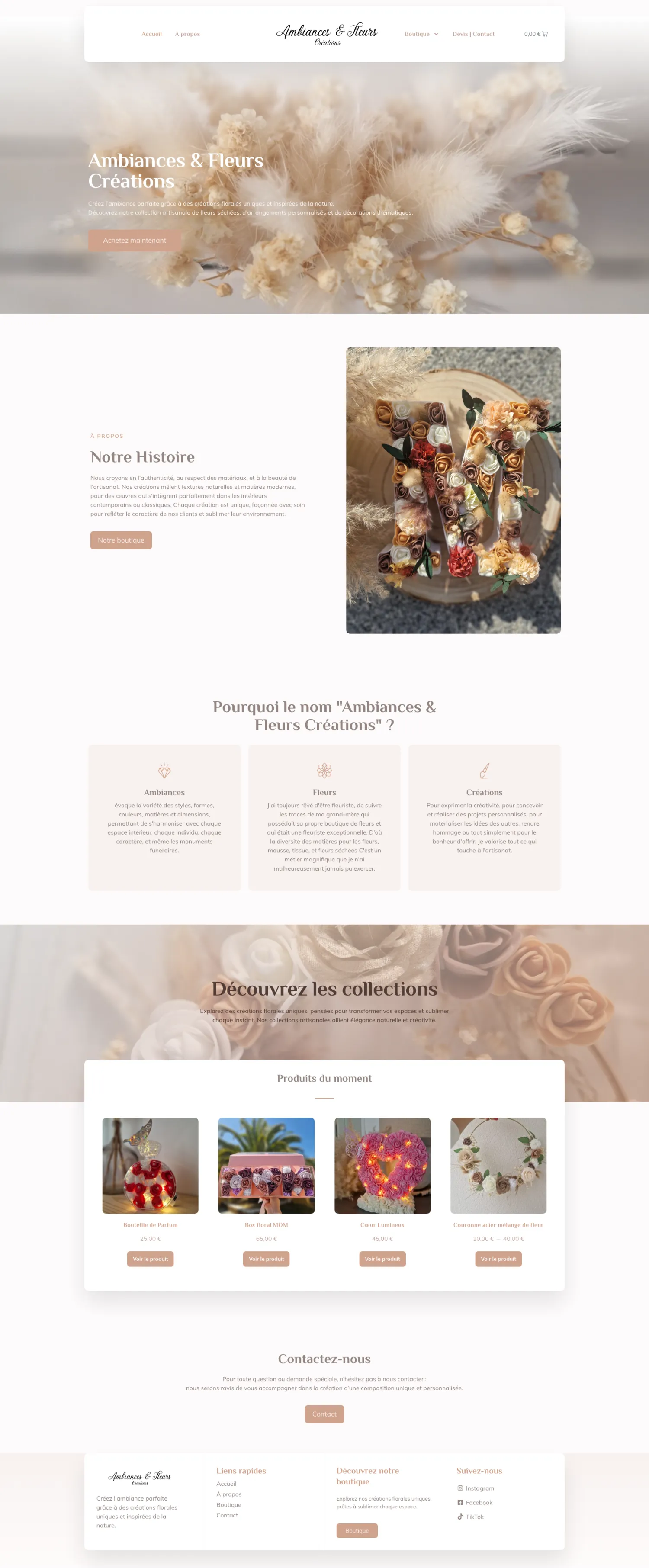 Aperçu du site internet Ambiances Fleurs Creations créé par FORGITWEB · secteur Services