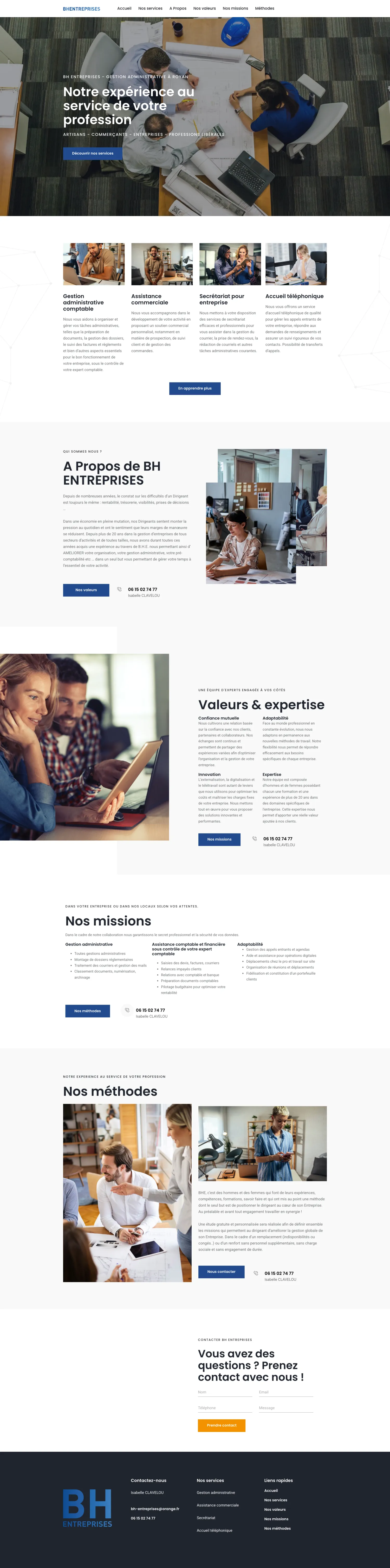 Aperçu du site internet Bhentreprises créé par FORGITWEB · secteur Services