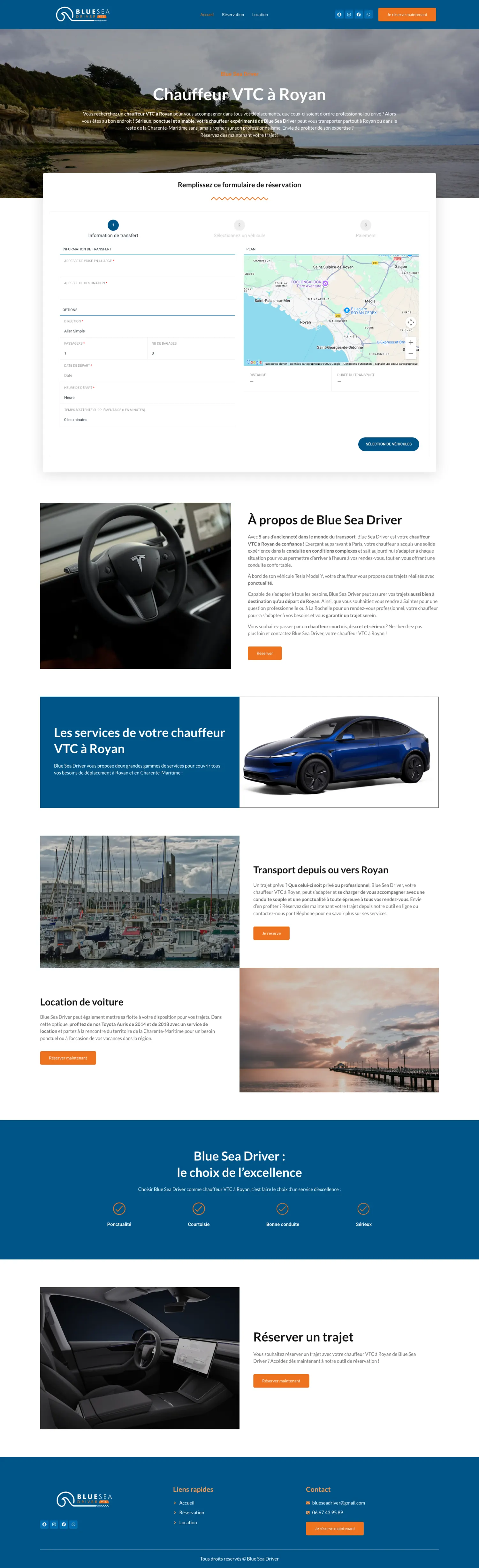 Aperçu du site internet Blue Sea Driver créé par FORGITWEB · secteur Loisirs nautique