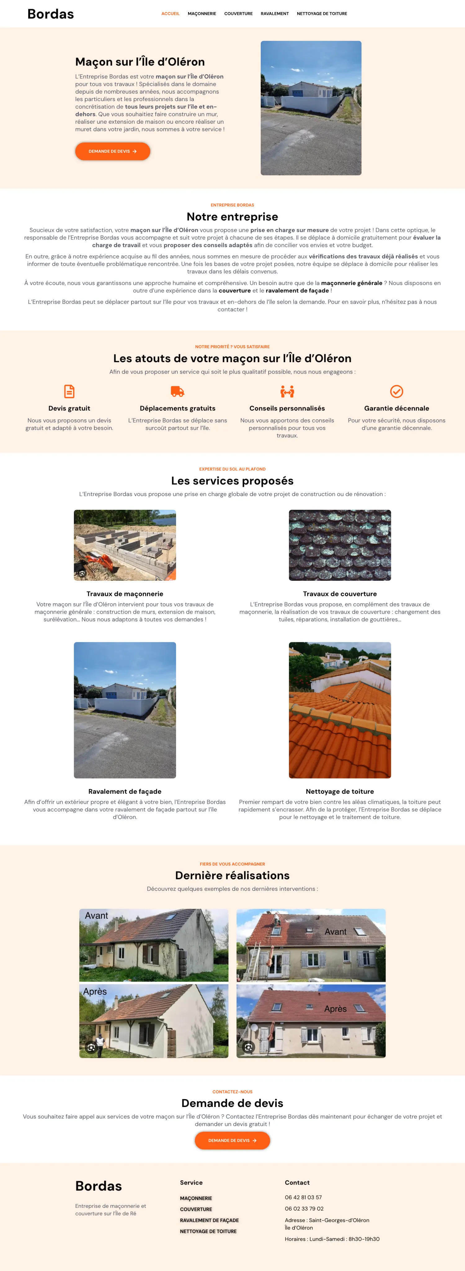 Site internet Bordas Maçonnerie · Maçonnerie · réalisation FORGITWEB