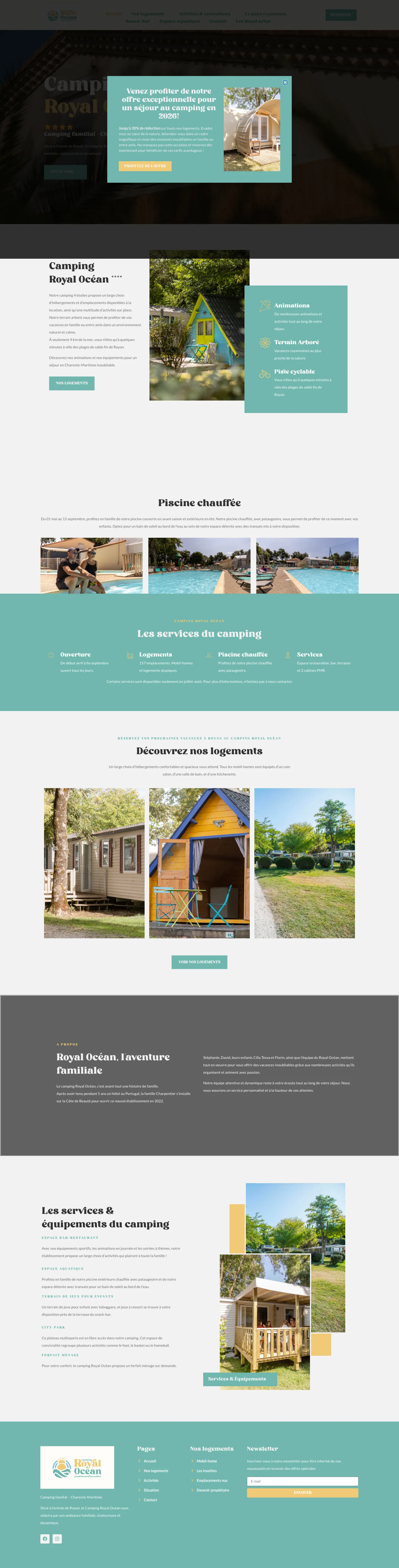 Aperçu du site internet Campingroyalocean créé par FORGITWEB · secteur Services