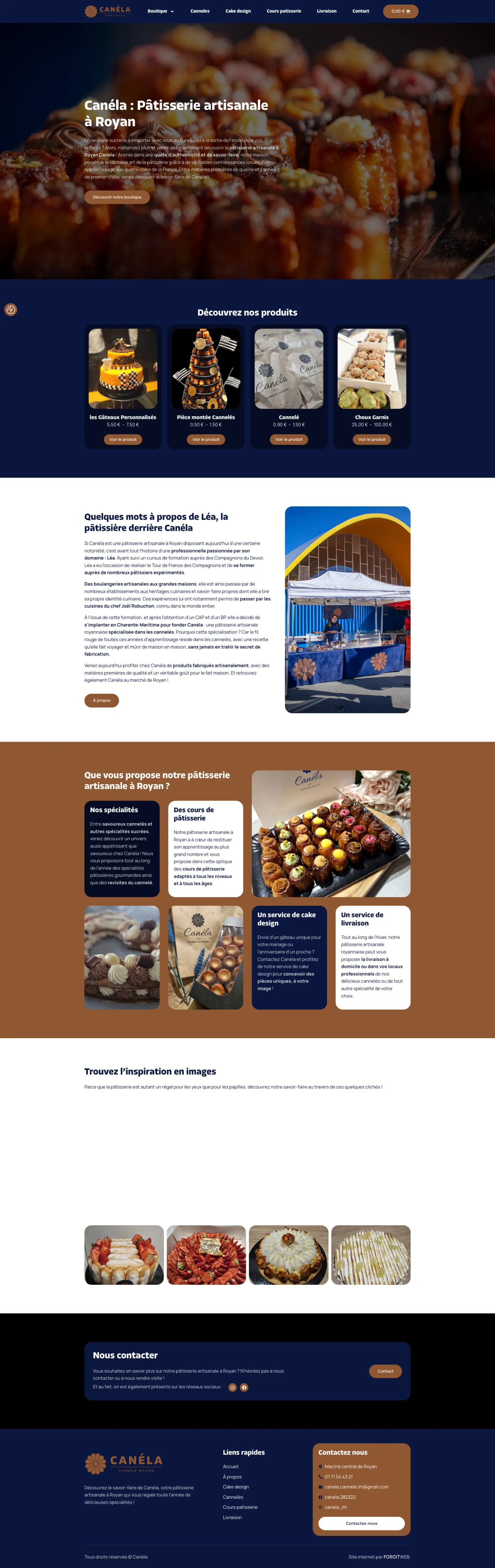 Site internet Canela Cannelé · Pâtisserie · E-commerce · réalisation FORGITWEB