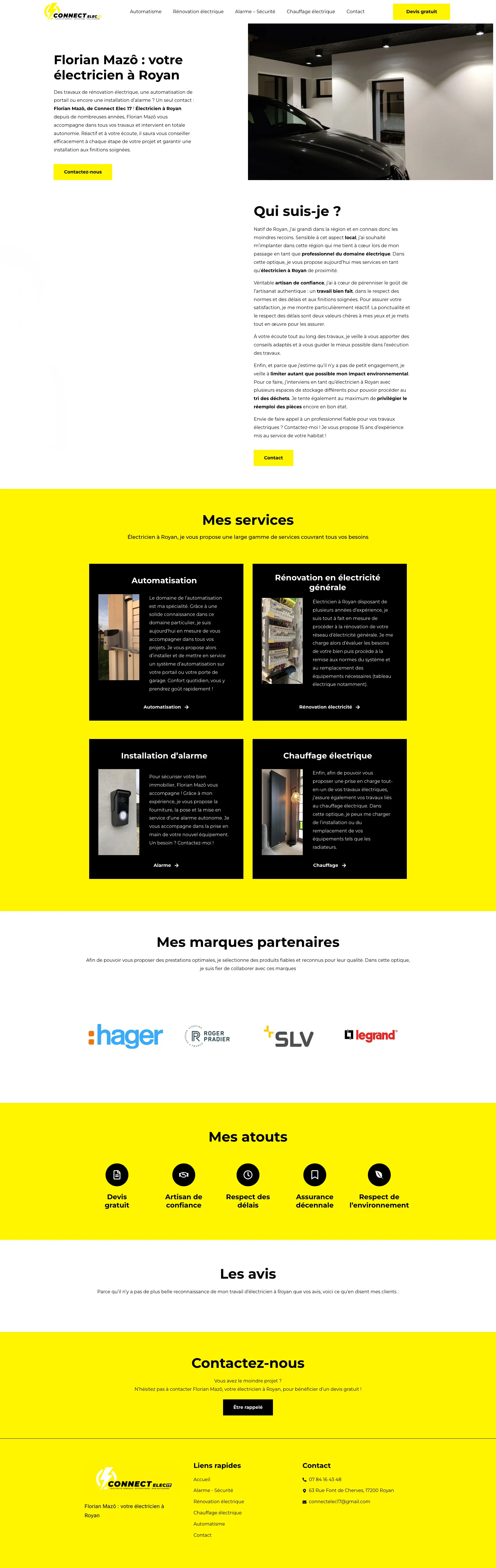Site internet Connect Elec 17 · Artisanat · BTP · réalisation FORGITWEB