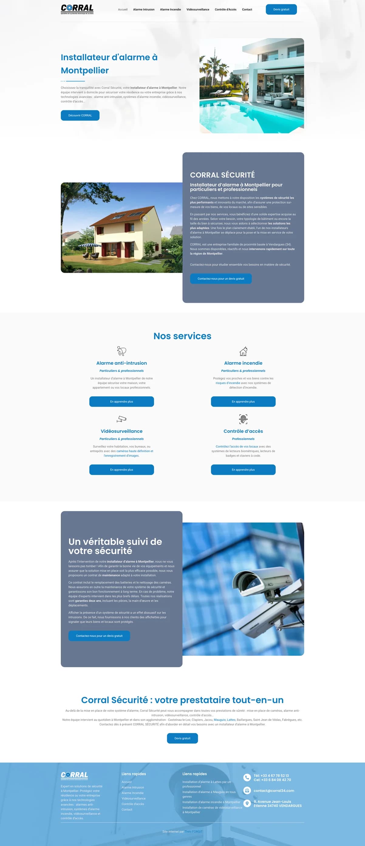 Site internet Corral Sécurité · Alarme · Sécurité · réalisation FORGITWEB