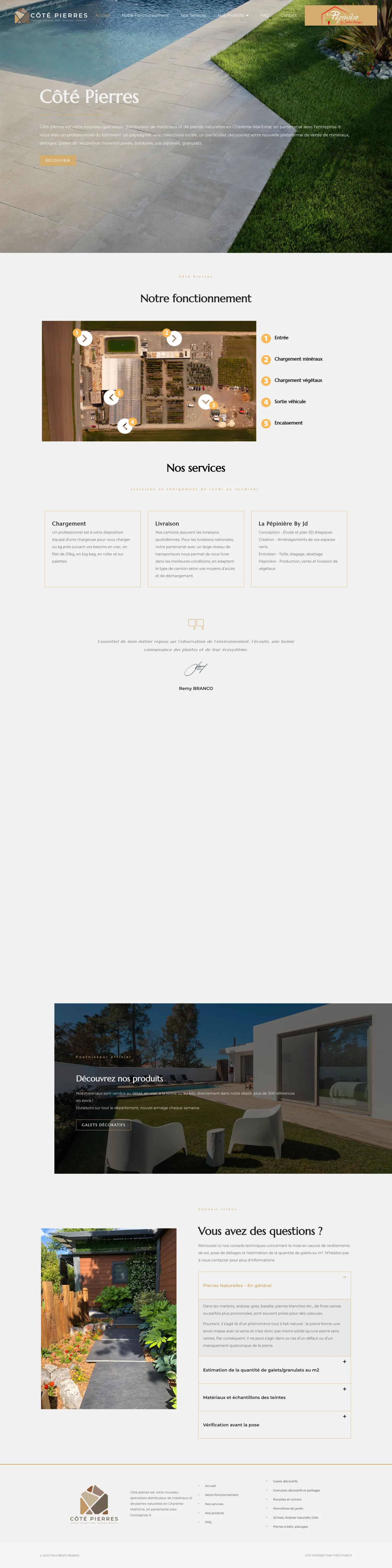 Site internet Côte Pierres · Matériaux · Pierre · réalisation FORGITWEB
