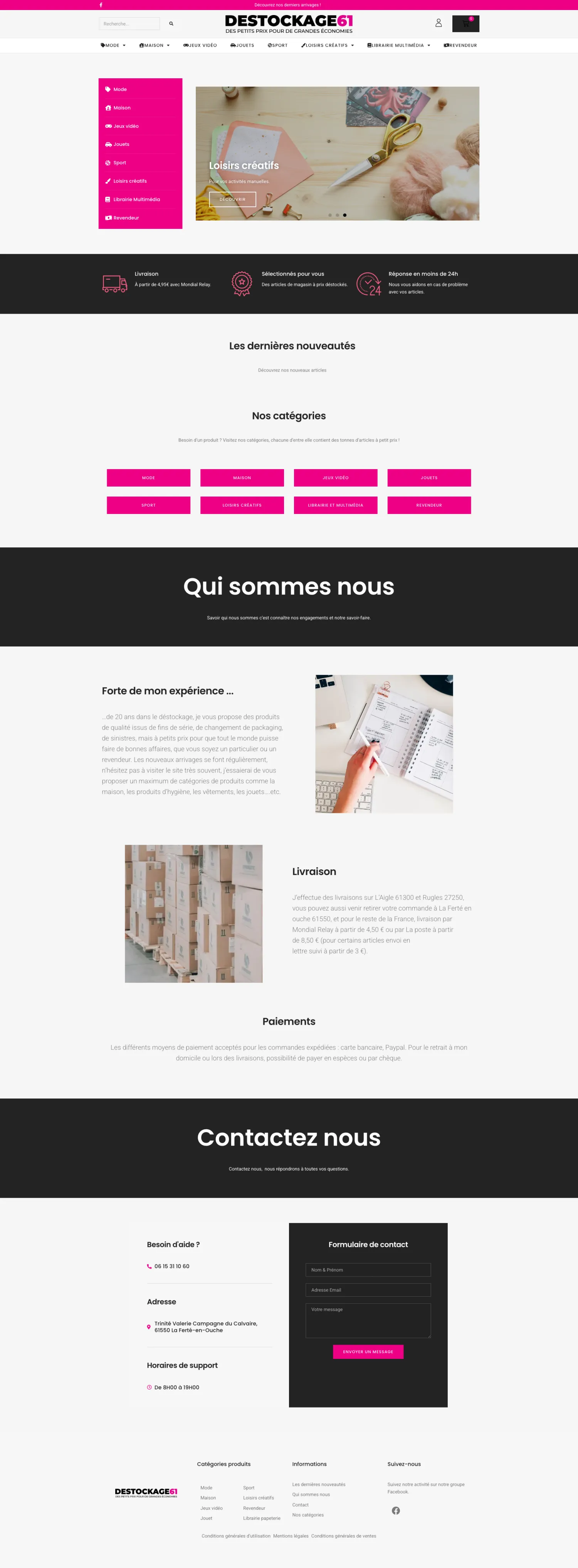 Aperçu du site internet Destockage61 créé par FORGITWEB · secteur Services