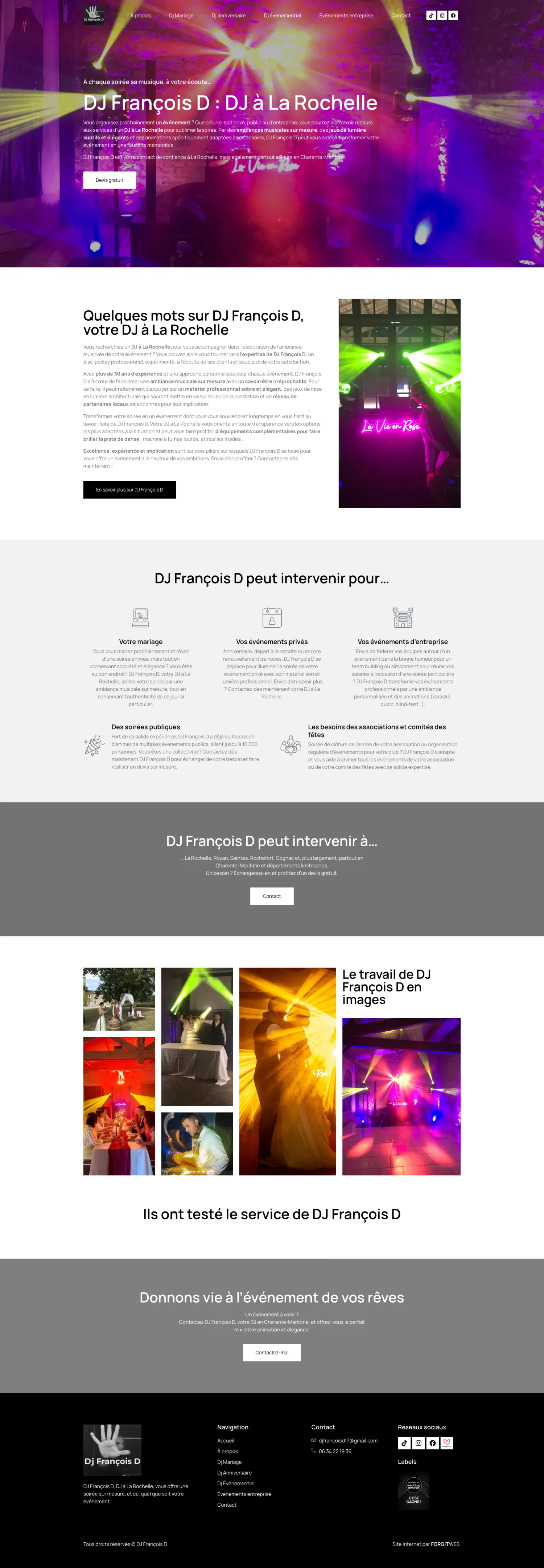Aperçu du site internet Djfrancoisd créé par FORGITWEB · secteur Services