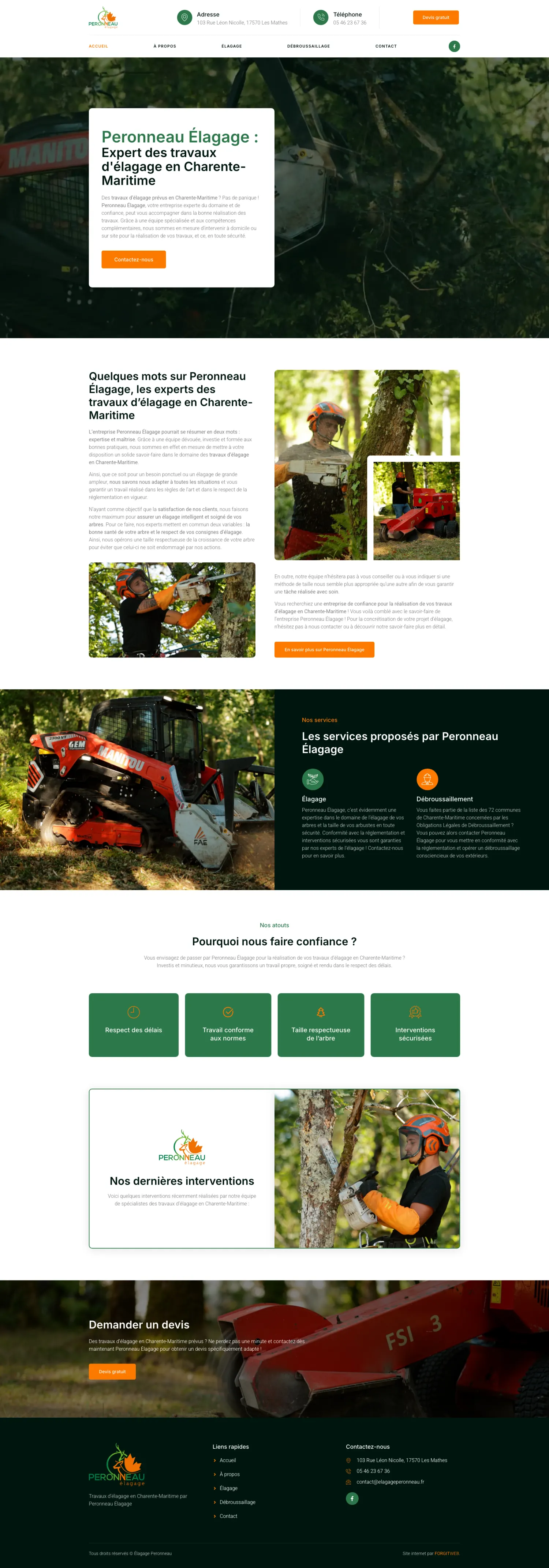 Site internet Élagage Péronneau · Artisanat · Jardin · réalisation FORGITWEB