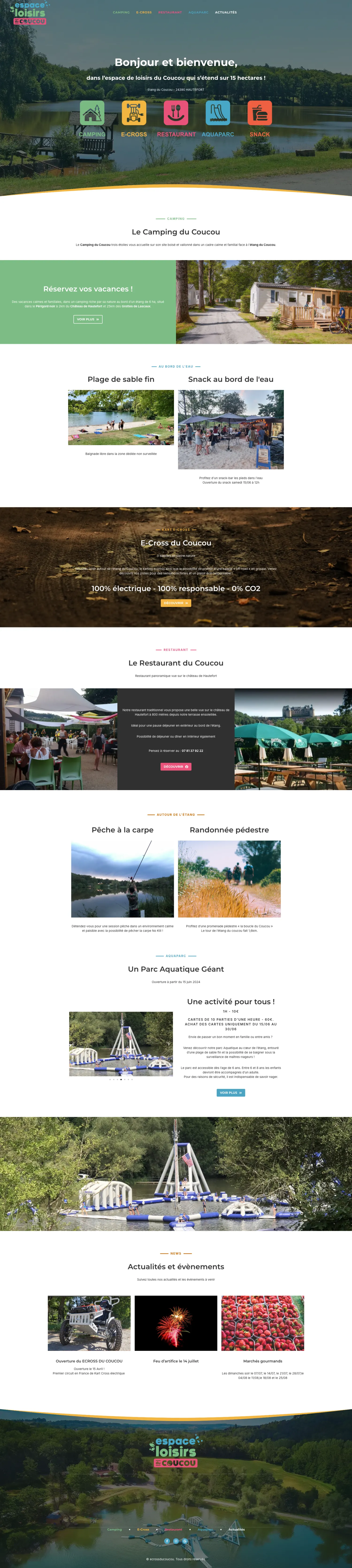 Aperçu du site internet Espace Loisirs du Coucou créé par FORGITWEB · secteur Loisirs · Tourisme