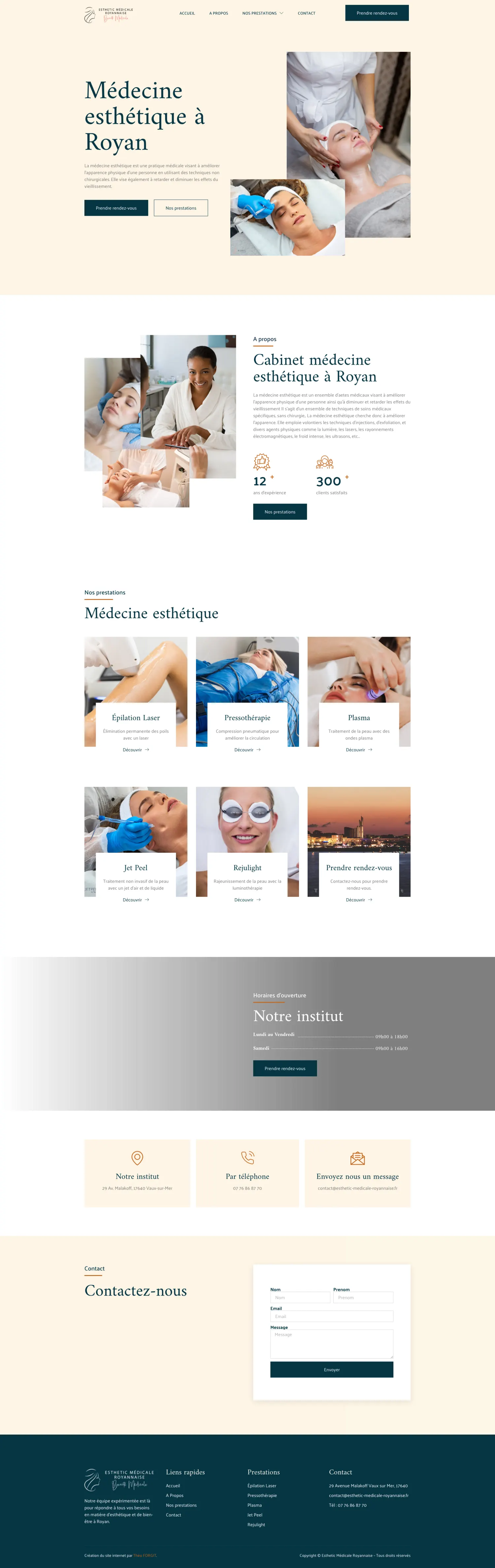 Aperçu du site internet Esthétic Médicale Royannaise créé par FORGITWEB · secteur Beauté · Santé