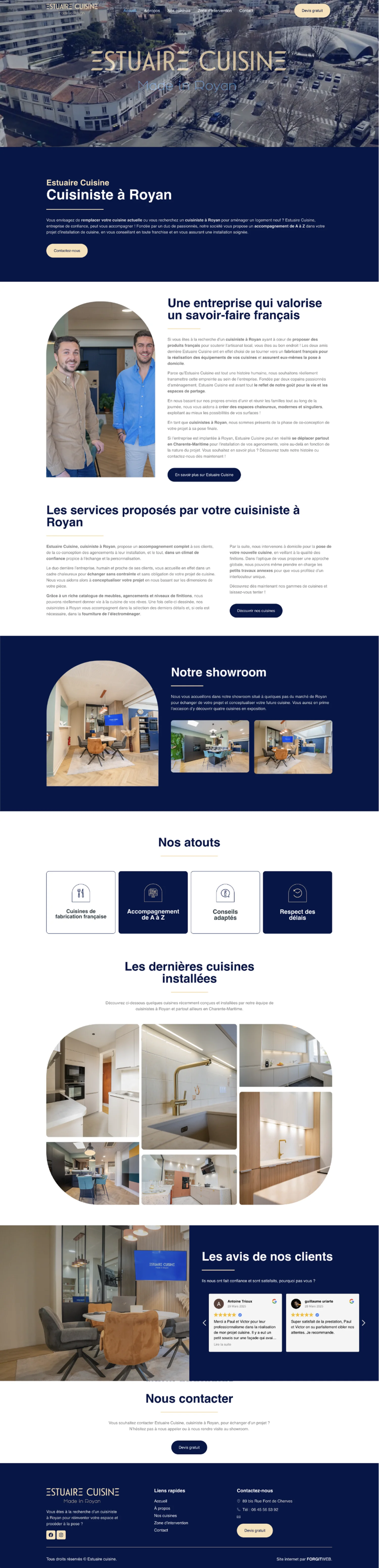 Aperçu du site internet Estuaire Cuisine créé par FORGITWEB · secteur Cuisiniste