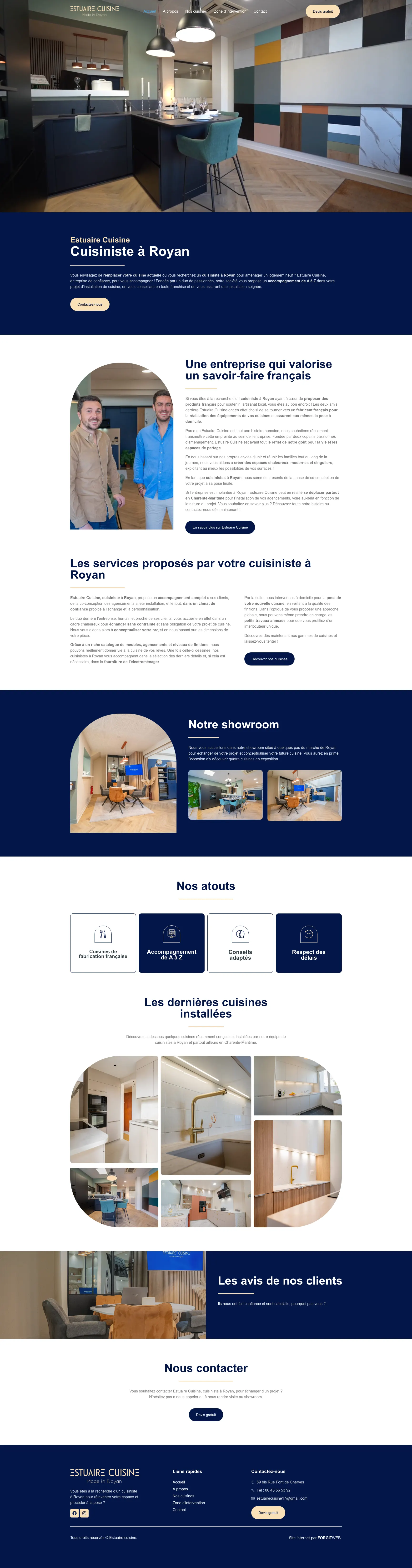 Aperçu du site internet Estuaire Cuisine créé par FORGITWEB · secteur Cuisine · Artisanat