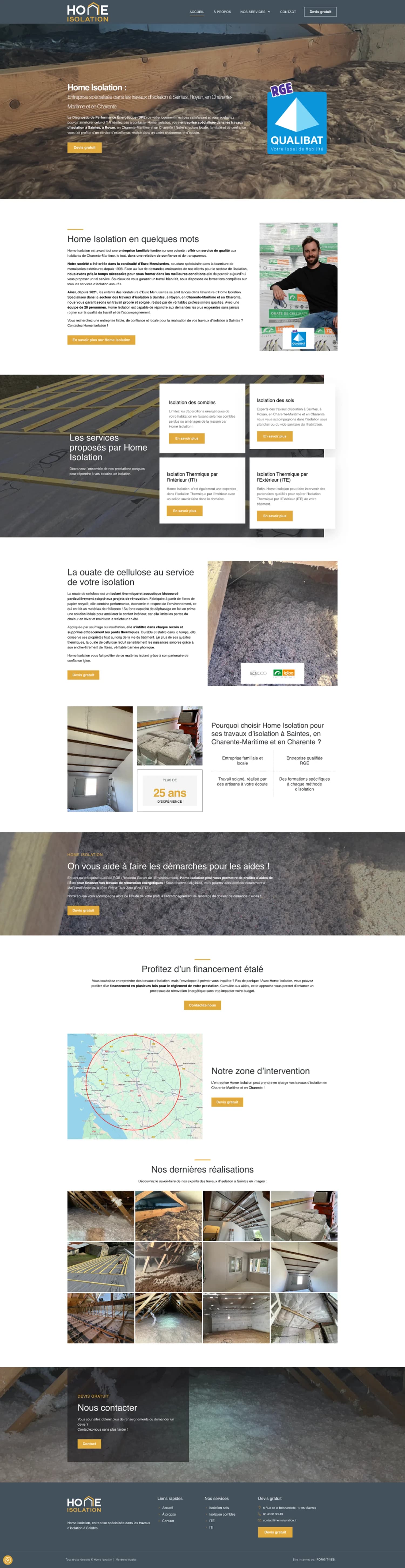 Aperçu du site internet Homeisolation17 créé par FORGITWEB · secteur Isolation · BTP