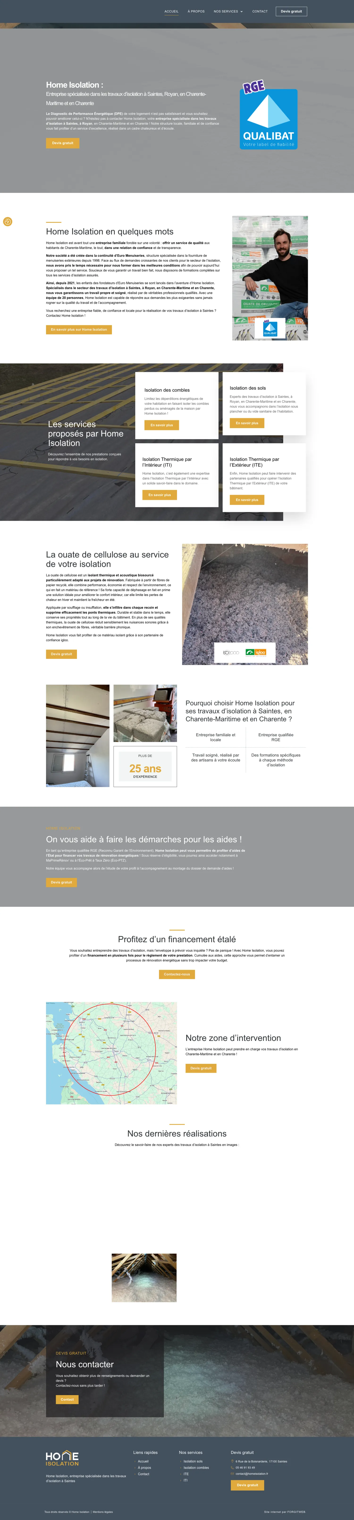 Aperçu du site internet Homeisolation17 créé par FORGITWEB · secteur Services