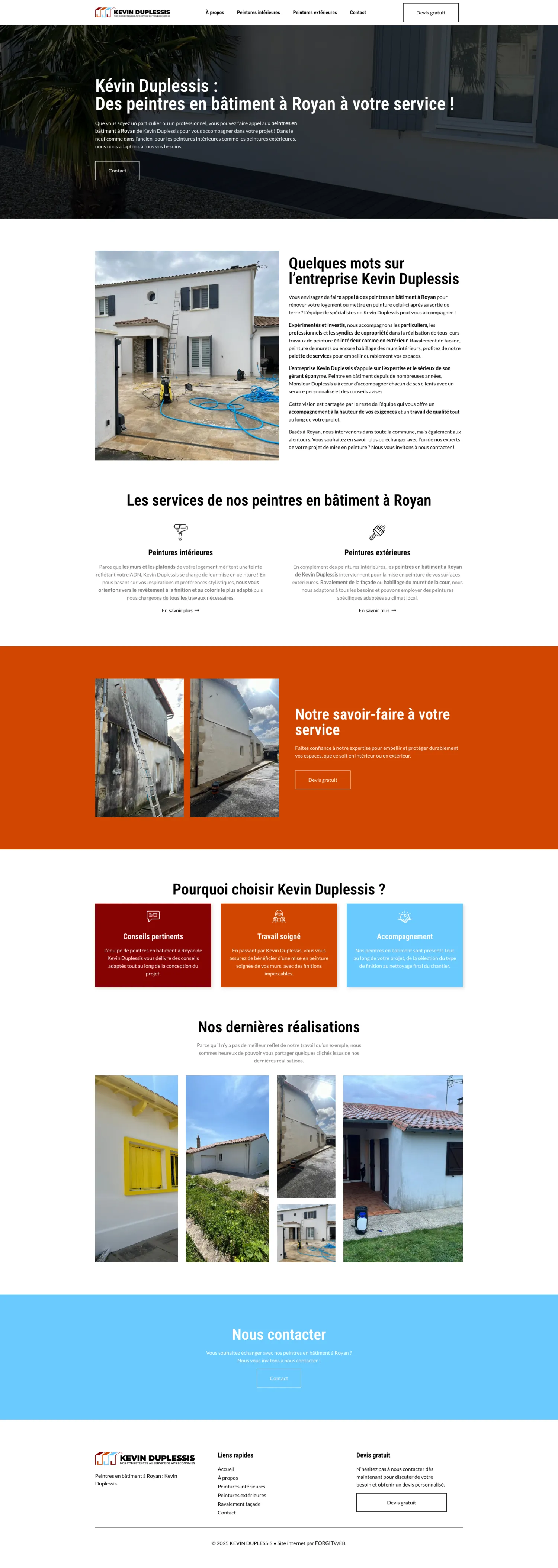 Aperçu du site internet Kevinduplessis créé par FORGITWEB · secteur Artisanat · BTP