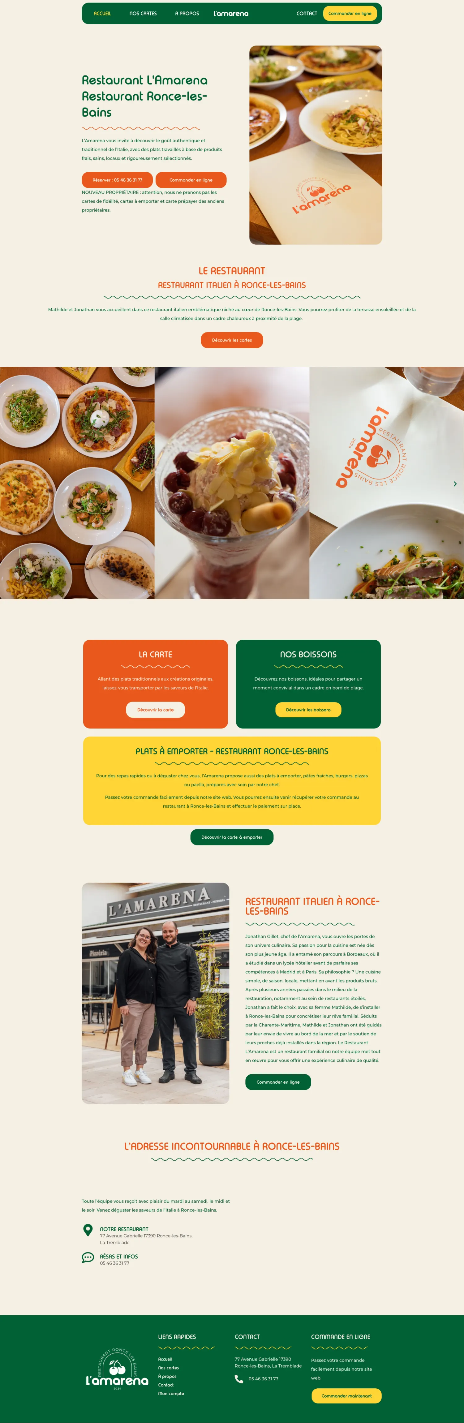 Site internet Lamarena · Restauration · réalisation FORGITWEB
