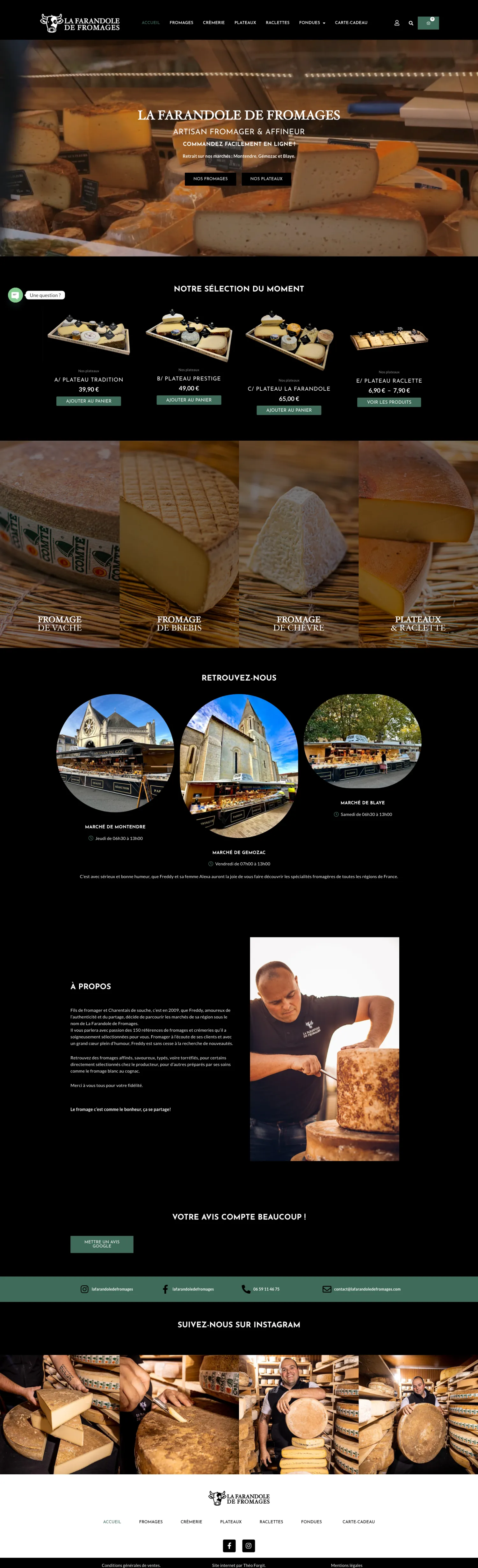 Aperçu du site internet Lafarandoledefromages créé par FORGITWEB · secteur Services