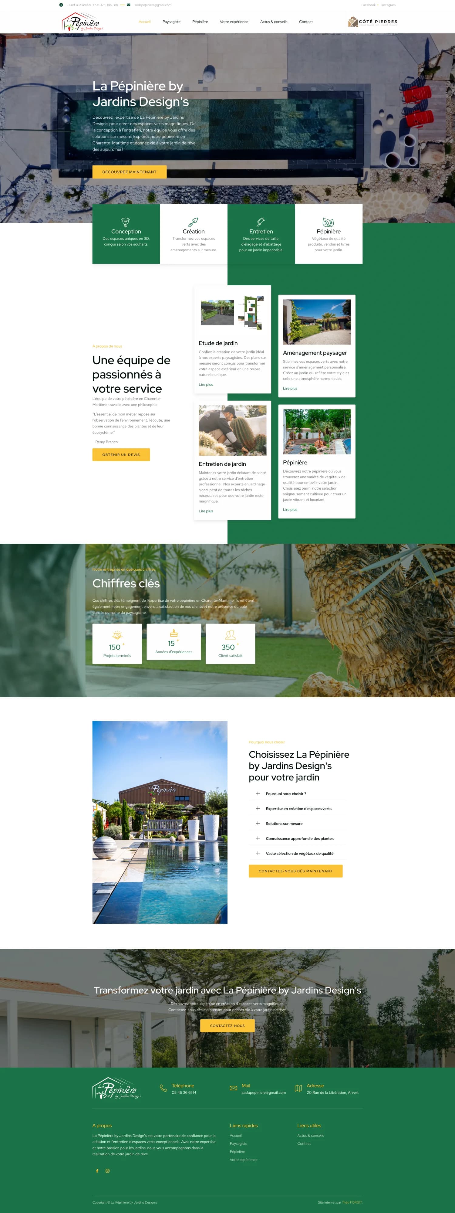 Aperçu du site internet La Pépinière by Jardins Design's créé par FORGITWEB · secteur Paysagiste · Pépinière