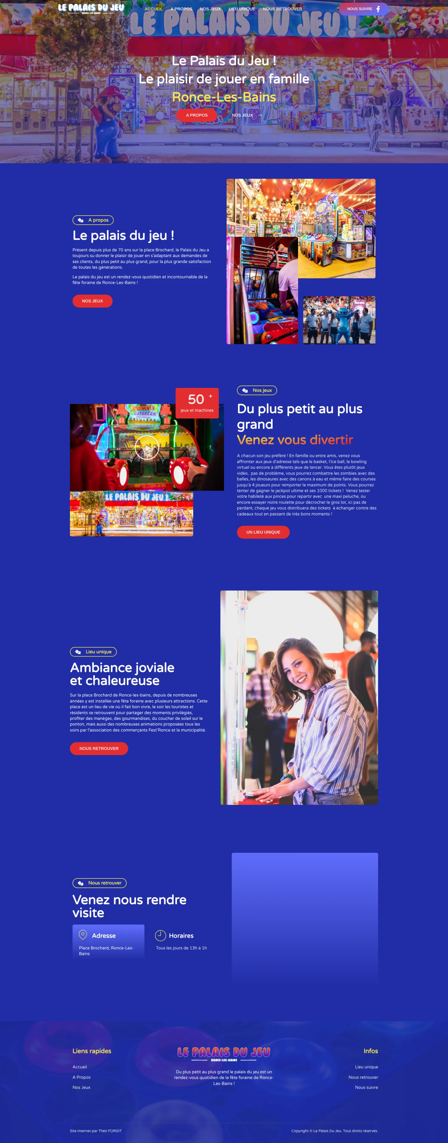 Aperçu du site internet Lepalaisdujeuroncelesbains créé par FORGITWEB · secteur Services