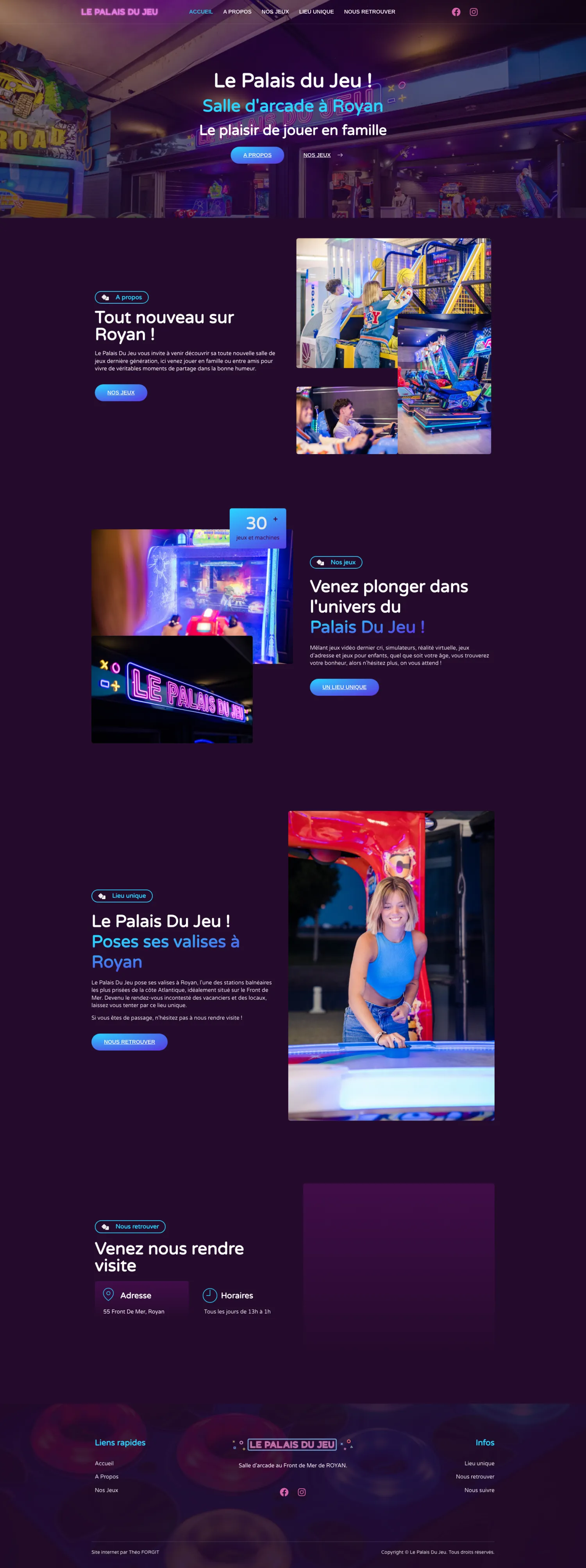 Aperçu du site internet Lepalaisdujeuroyan créé par FORGITWEB · secteur Services