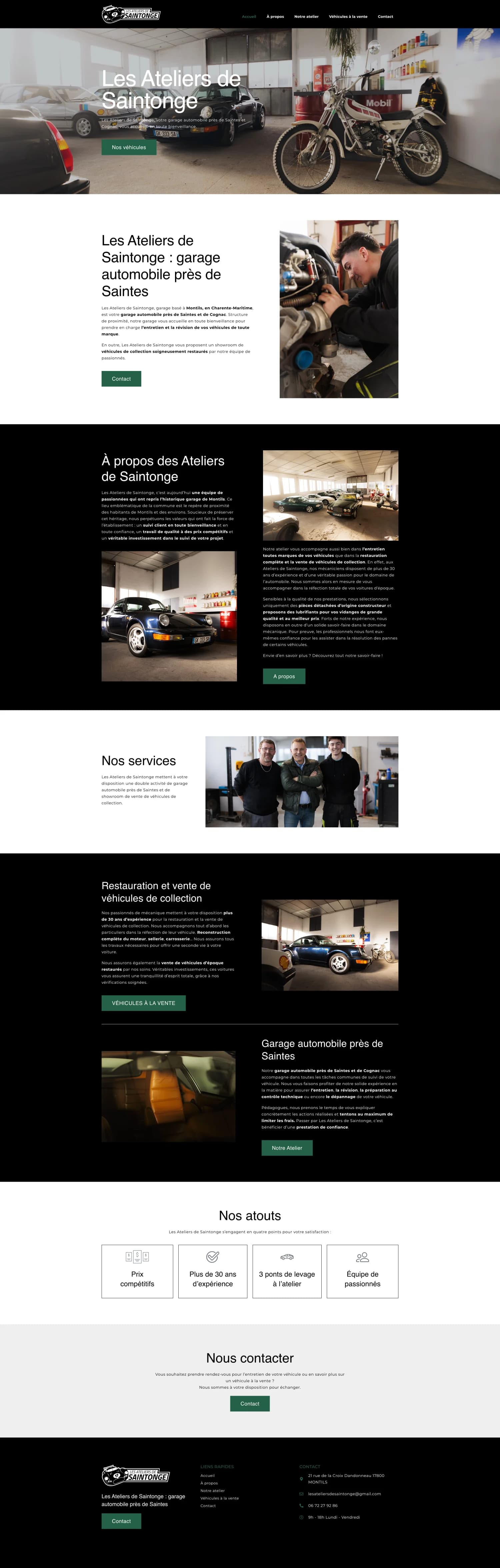 Aperçu du site internet Les Ateliers de Saintonge créé par FORGITWEB · secteur Garage automobile