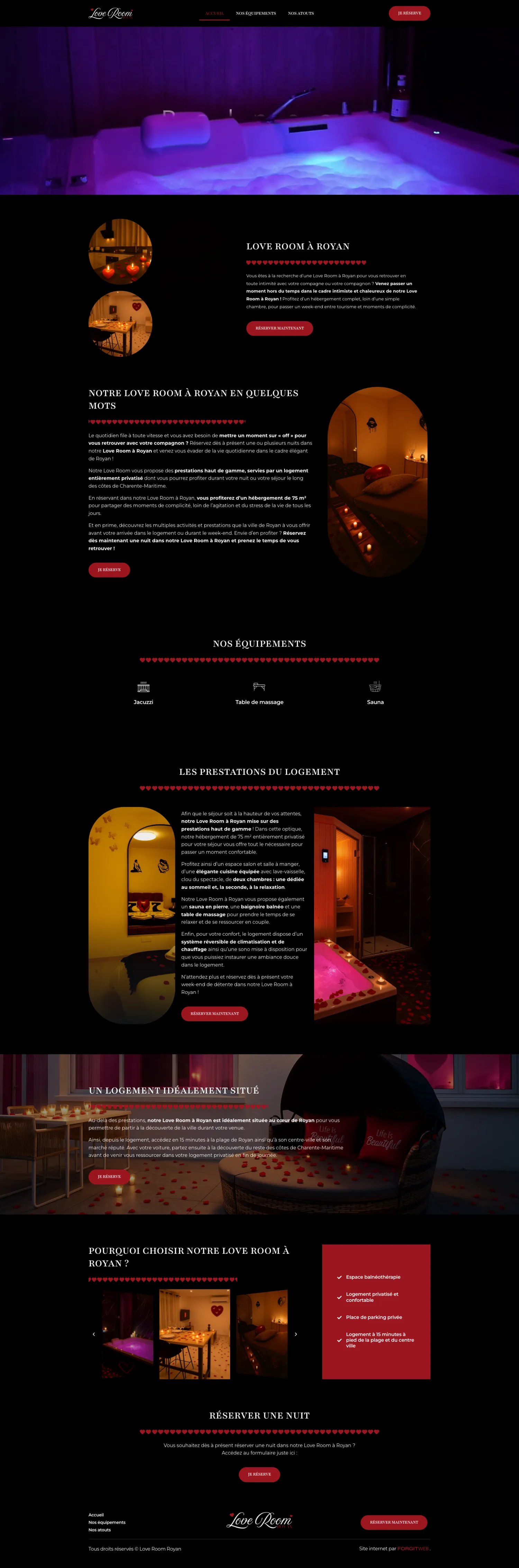 Aperçu du site internet Loveroomroyan créé par FORGITWEB · secteur Services