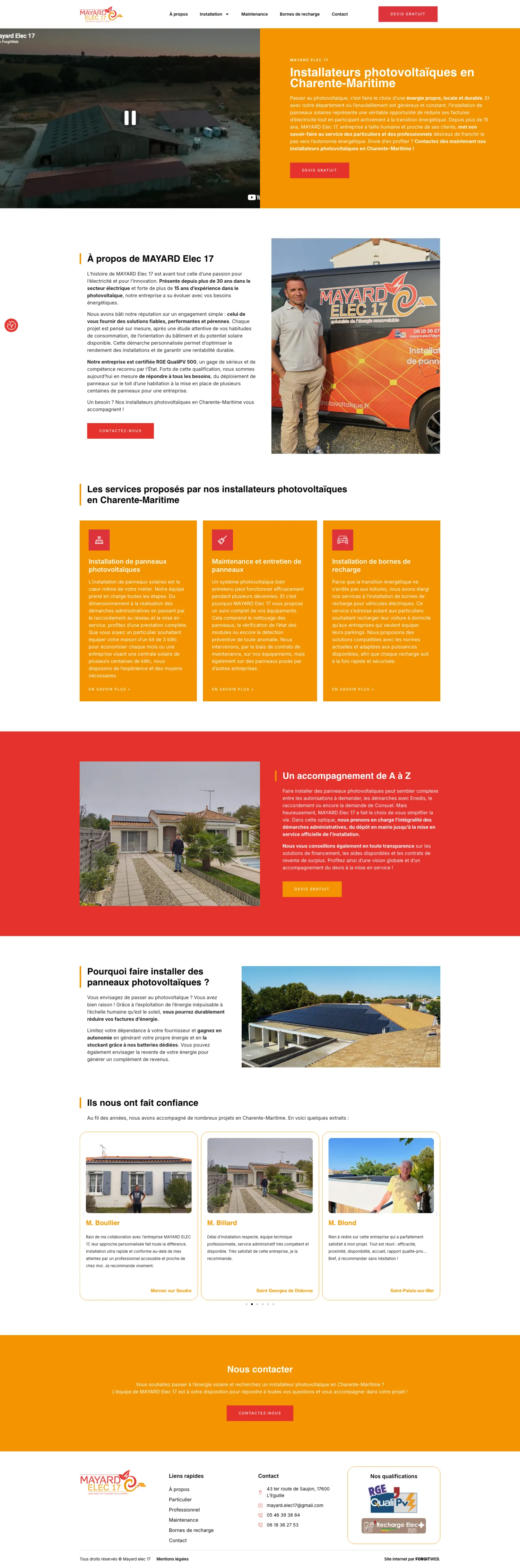 Aperçu du site internet Mayard Photovoltaique créé par FORGITWEB · secteur Artisanat · BTP