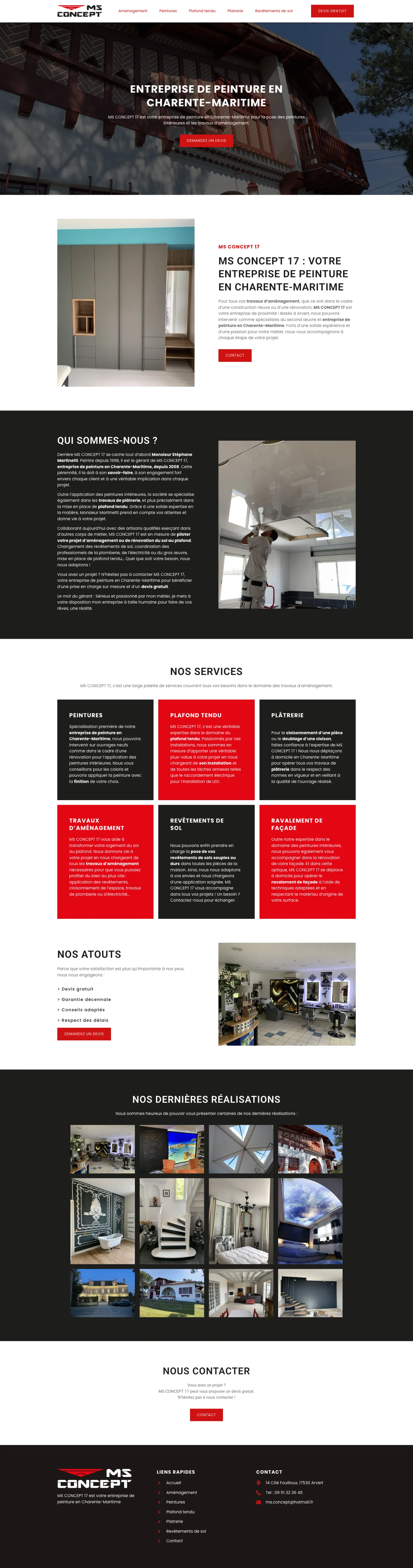 Aperçu du site internet Ms Concept17 créé par FORGITWEB · secteur Artisanat · BTP