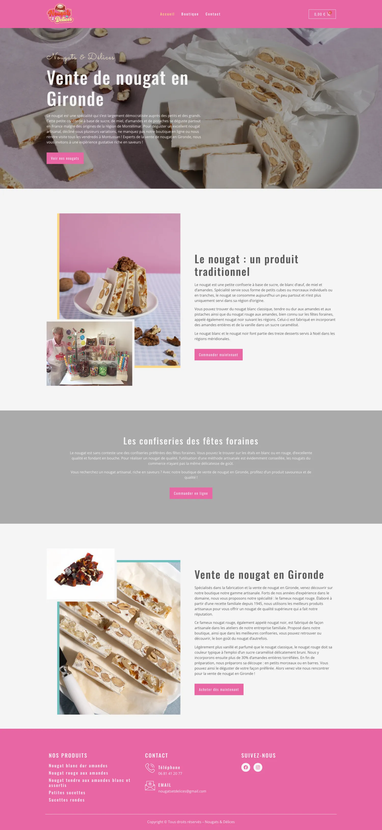 Aperçu du site internet Nougatsetdelices créé par FORGITWEB · secteur Services