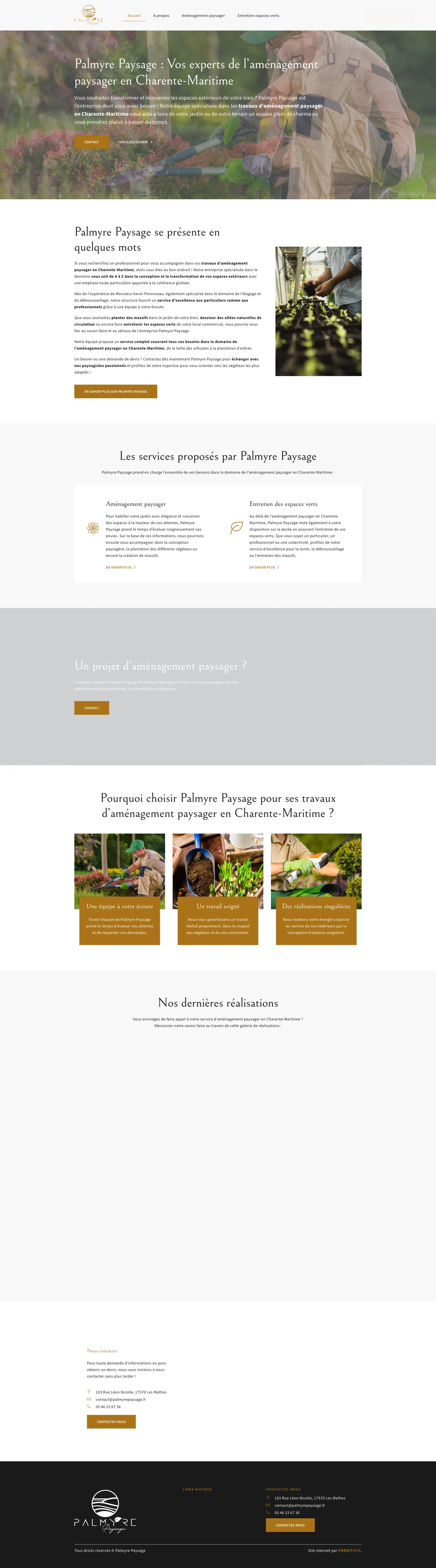 Site internet Palmyre Paysage · Paysagisme · Artisanat · réalisation FORGITWEB