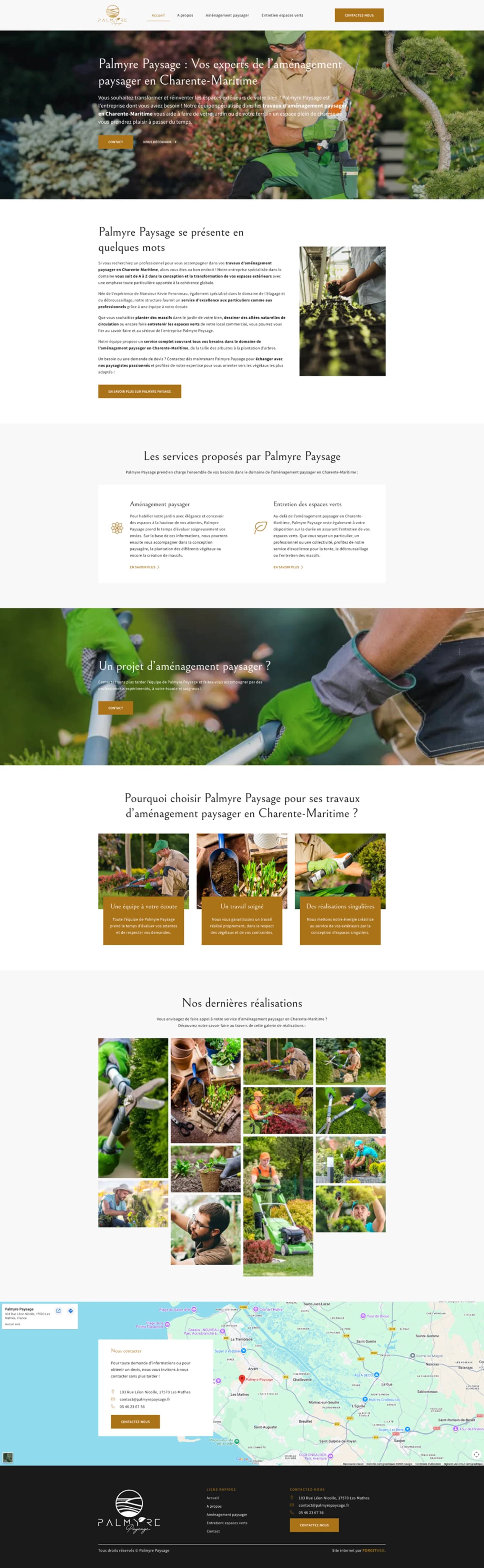 Site internet Palmyre Paysage · Paysagisme · Artisanat · réalisation FORGITWEB