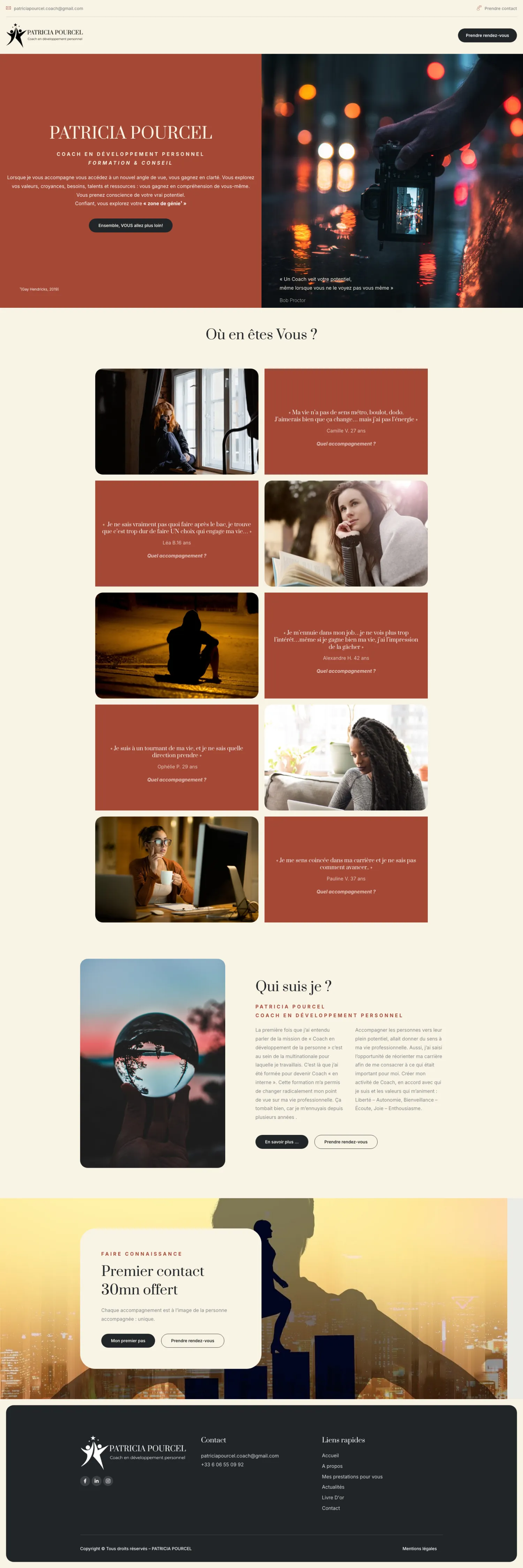 Aperçu du site internet Patriciapourcelcoach créé par FORGITWEB · secteur Services
