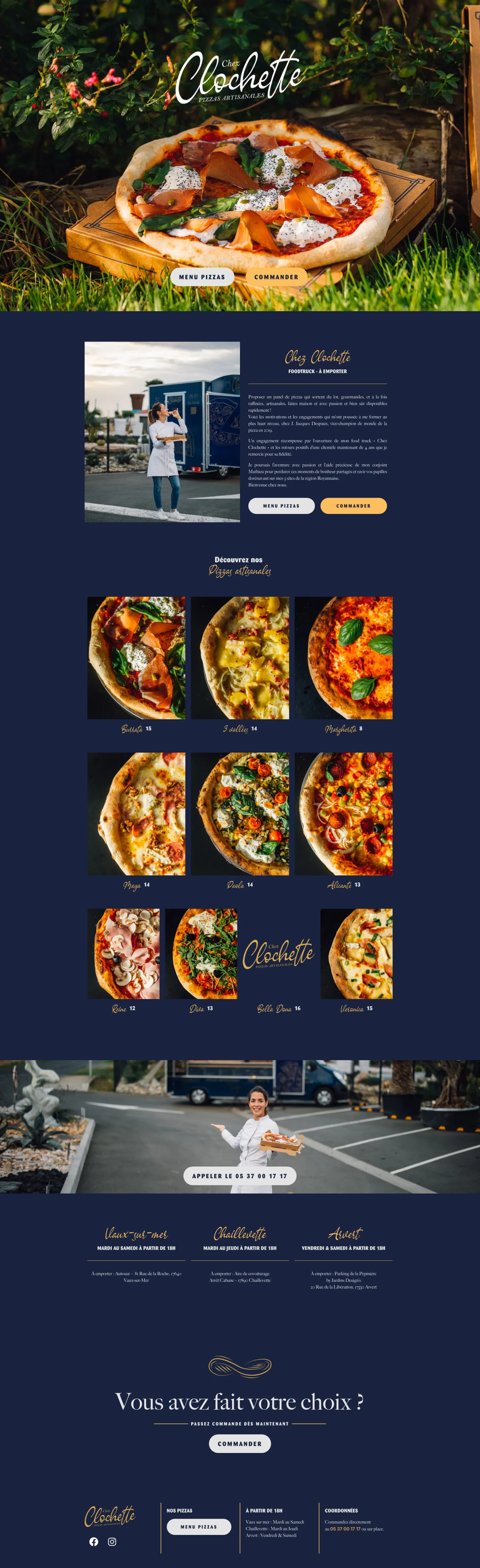 Aperçu du site internet Pizzachezclochette créé par FORGITWEB · secteur Services