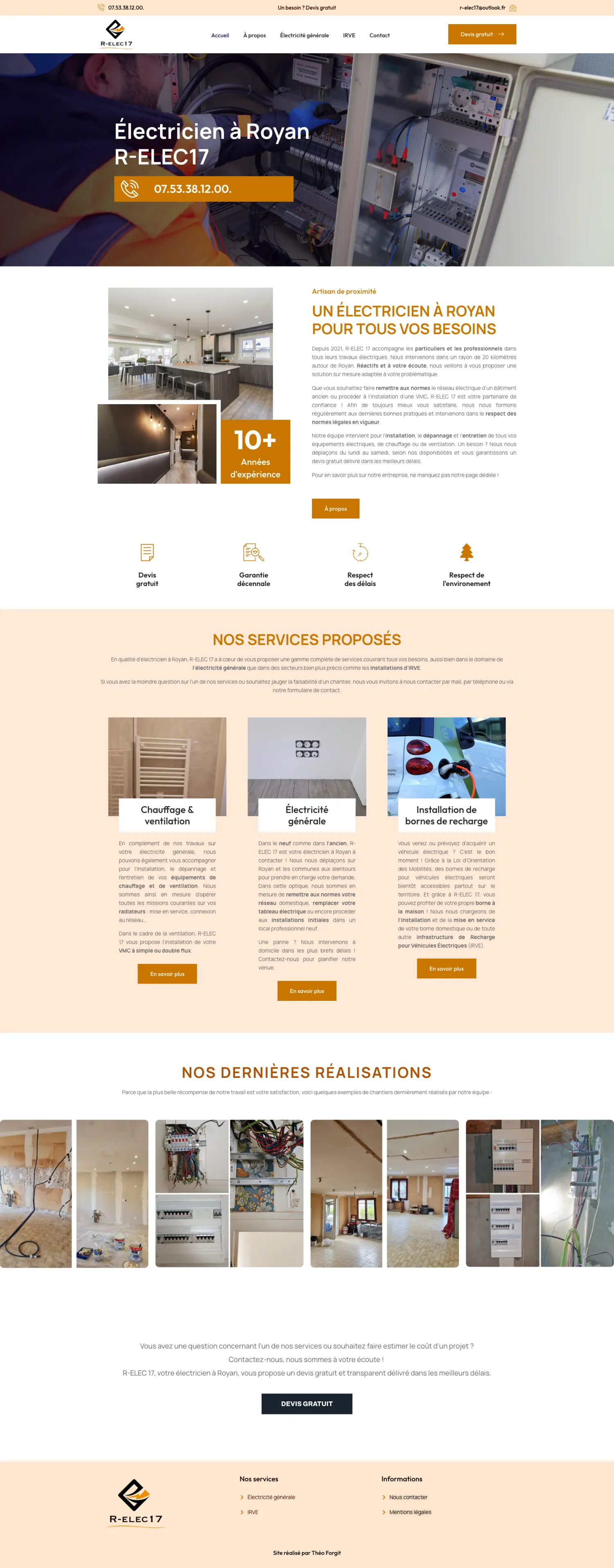 Aperçu du site internet R Elec17 créé par FORGITWEB · secteur Artisanat · BTP