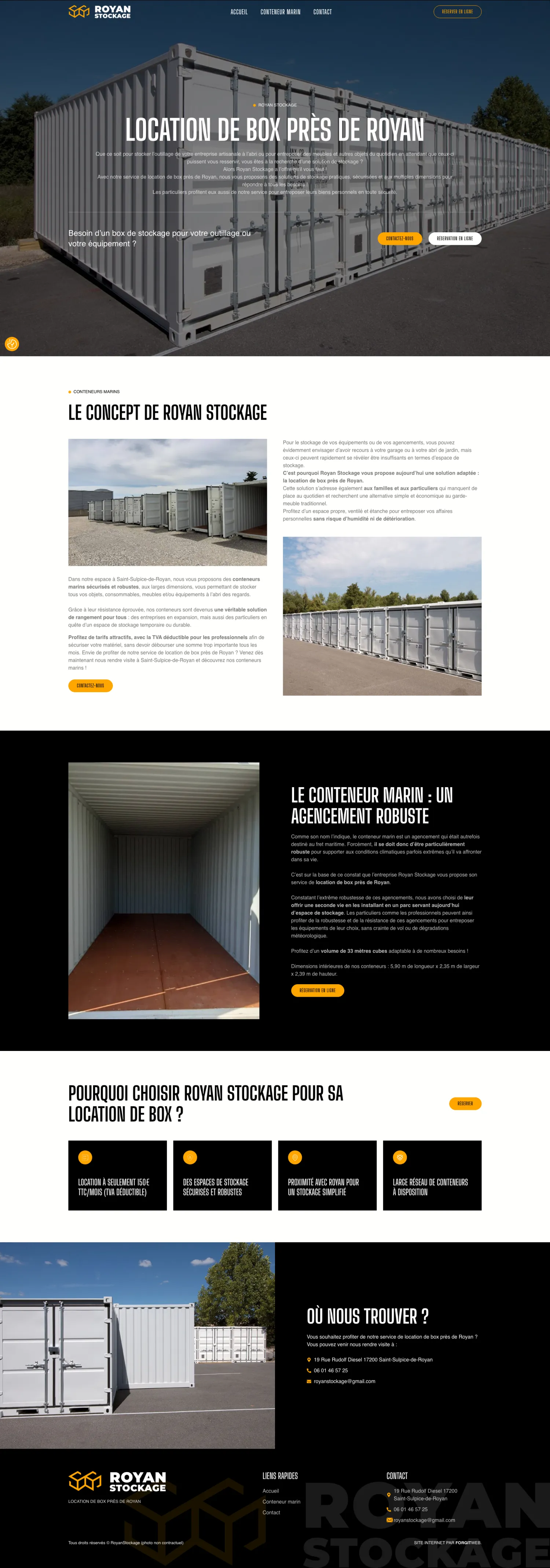 Aperçu du site internet Royanstockage créé par FORGITWEB · secteur Services
