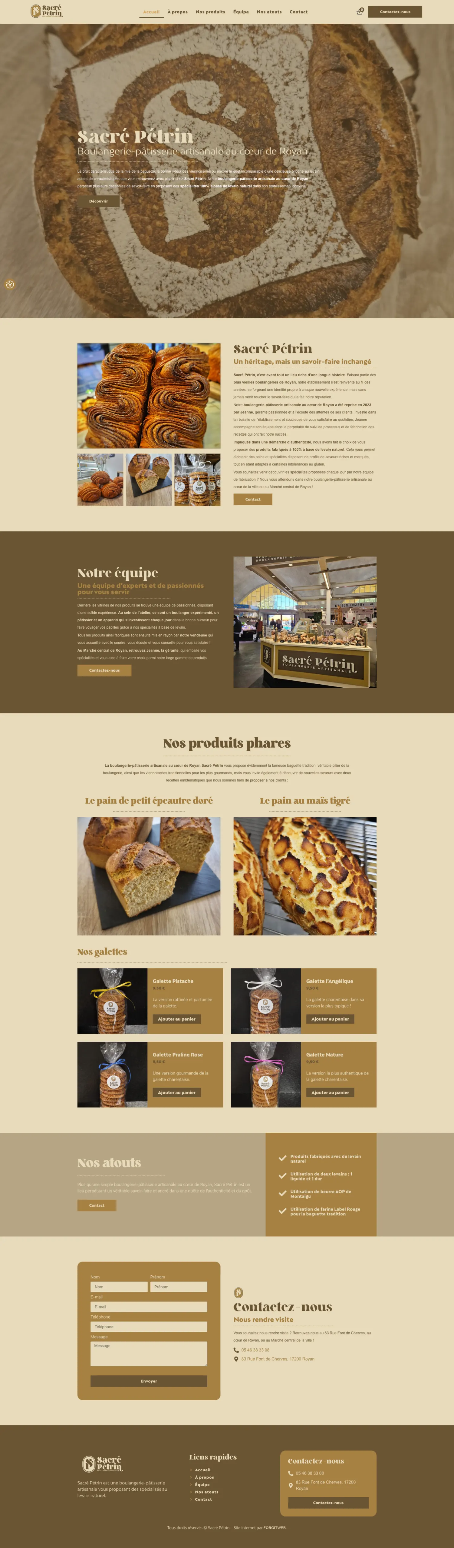 Site internet Sacré Pétrin · Boulangerie · réalisation FORGITWEB
