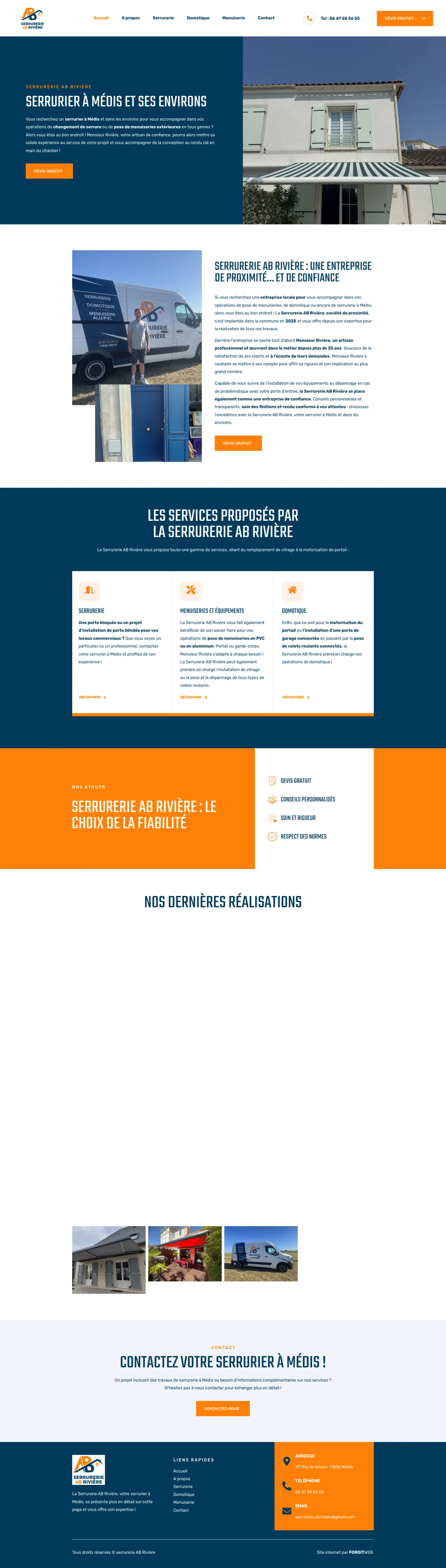 Aperçu du site internet Serrurerie Ab Riviere créé par FORGITWEB · secteur Artisanat · BTP