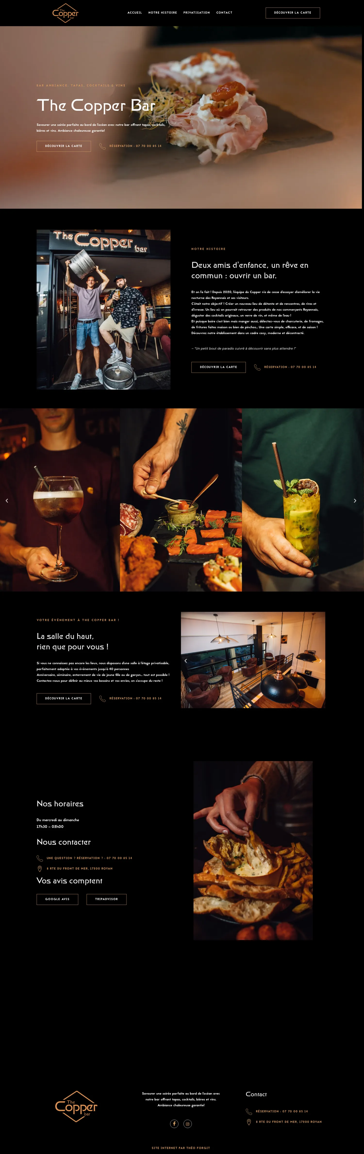 Aperçu du site internet Thecopper Bar Royan créé par FORGITWEB · secteur Services