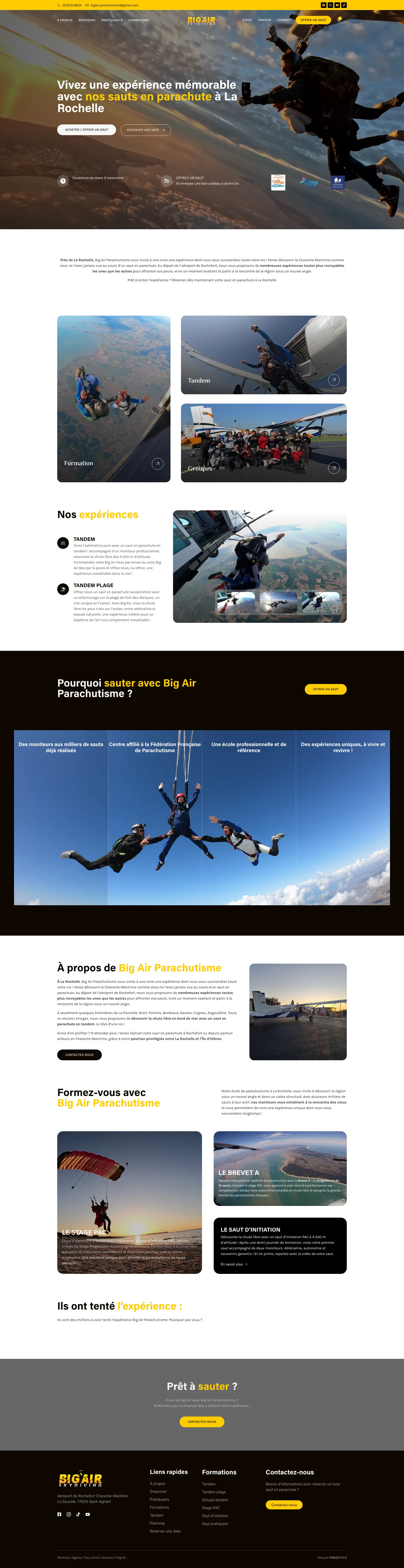 Big Air Parachutisme · site réalisé par FORGITWEB