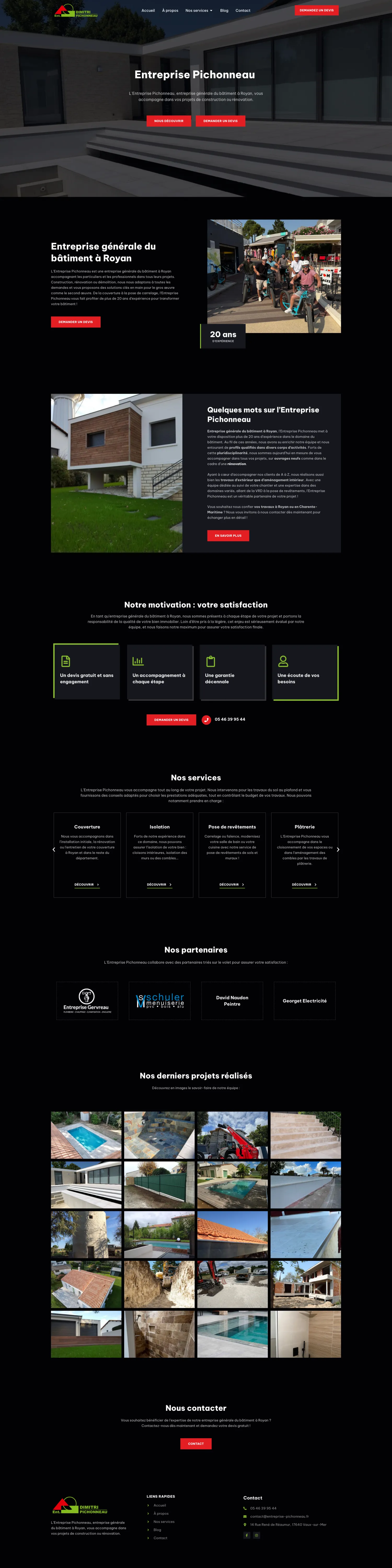 Entreprise Pichonneau · site réalisé par FORGITWEB agence communication Royan