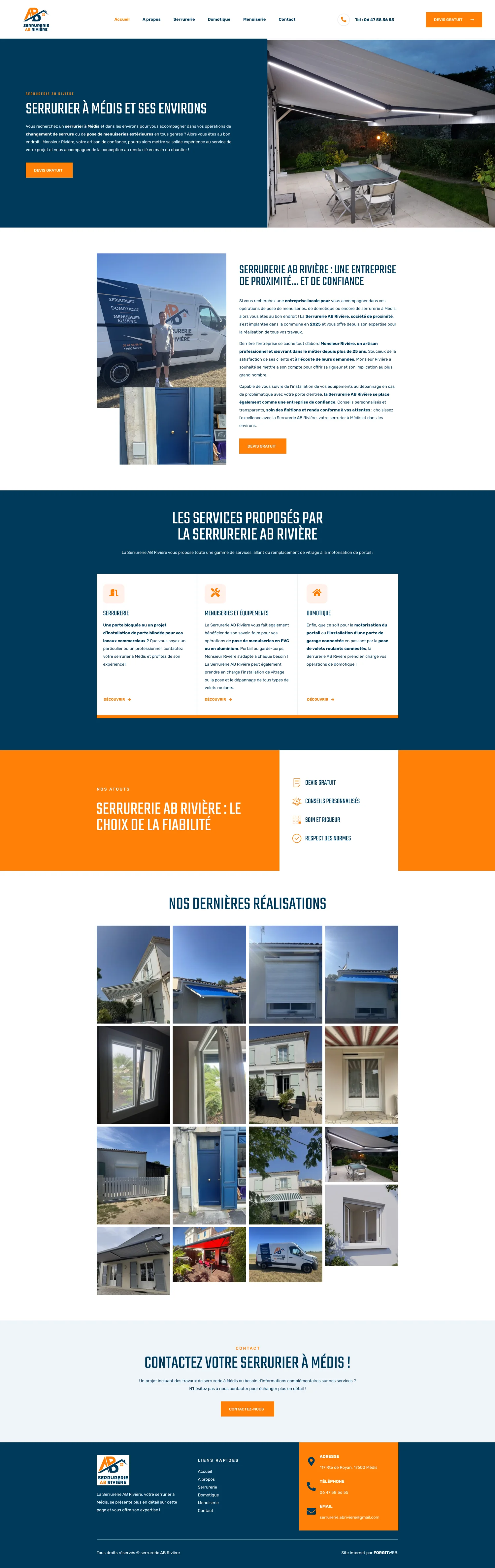 Site Serrurerie AB Rivière créé par FORGITWEB agence web Île d'Oléron