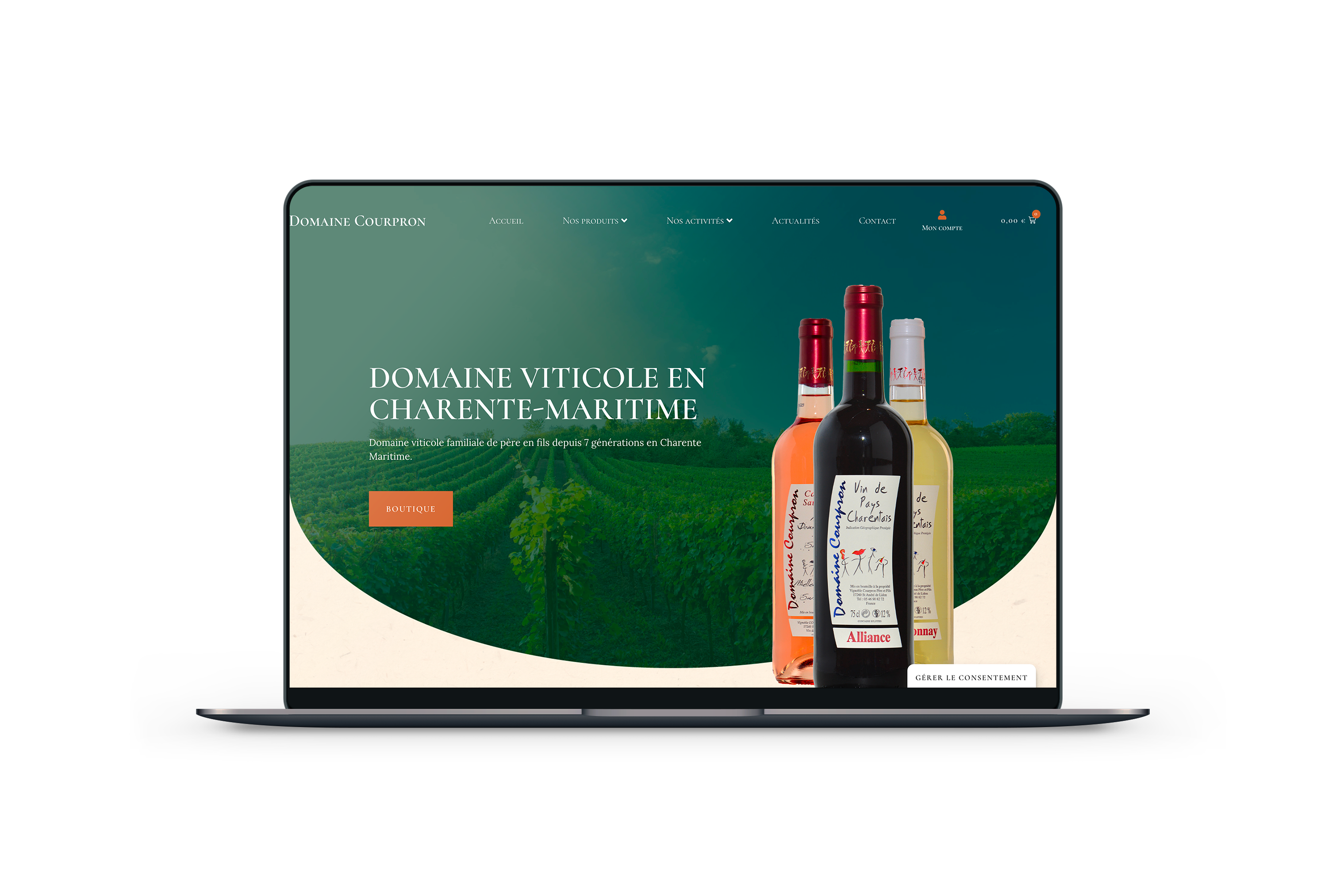 Création boutique en ligne pour un domaine viticole
